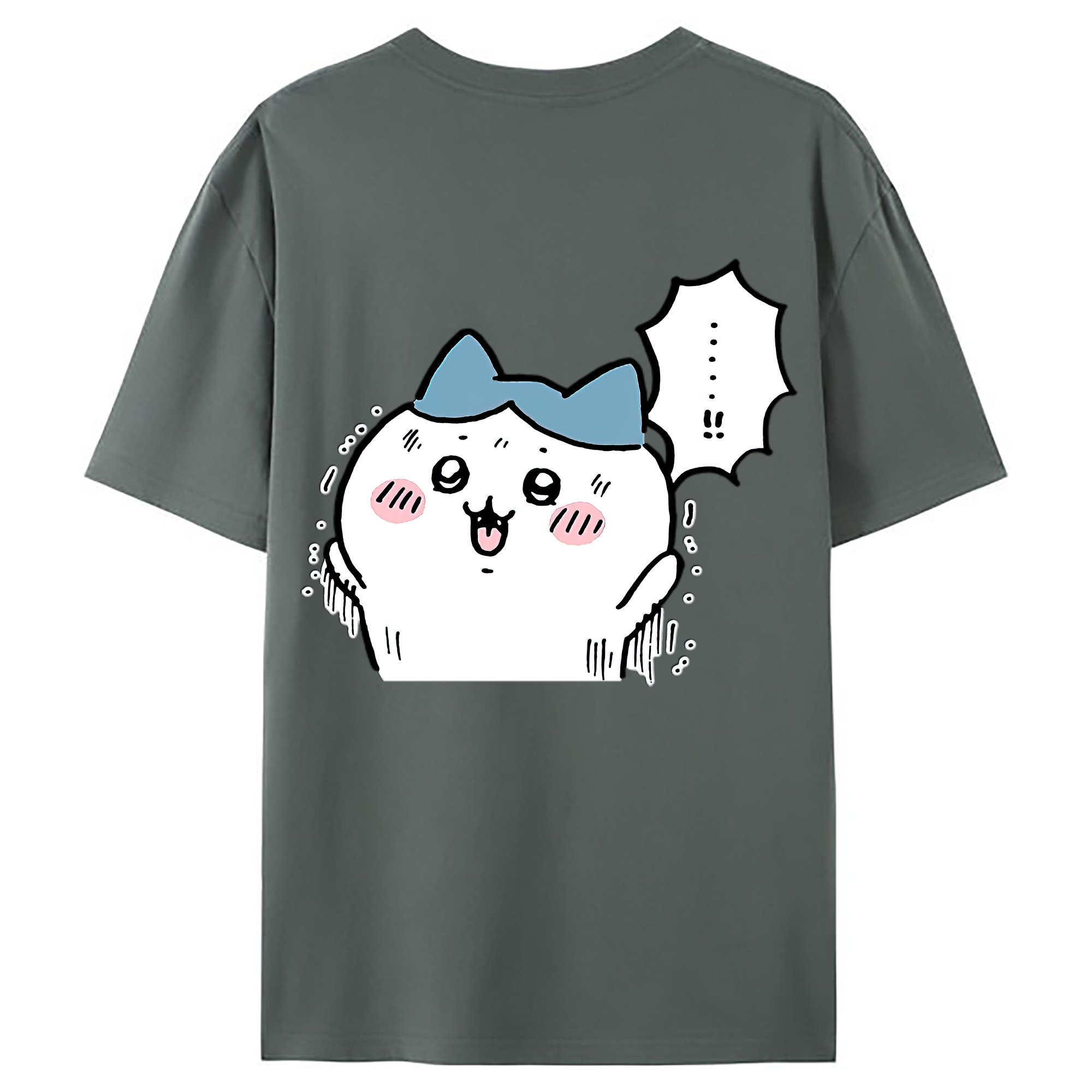 （画像用） ちいかわ ハチワレ Chii-kawa hachiware 綿100％ メンズ半袖Tシャツ（バックプリント） 通気性